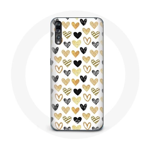 Coque för Huawei P20 Pro Bakgrund av abstrakt textur med svarta hjärtan