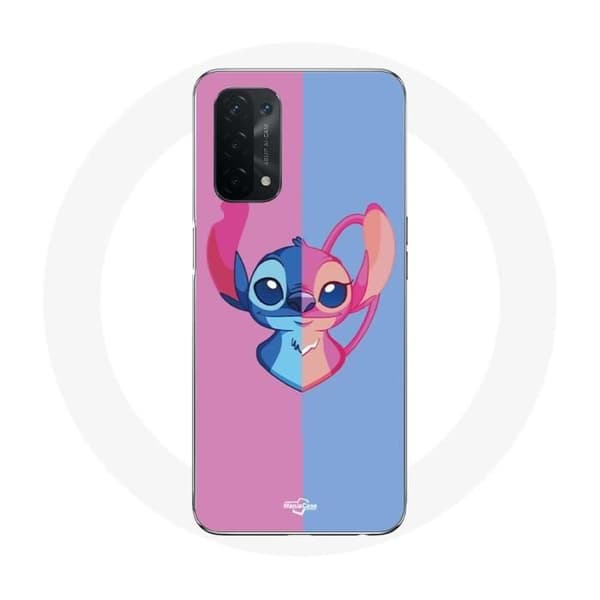 Coque pour Oppo A74 Stitch ja angel sininen vaaleanpunainen