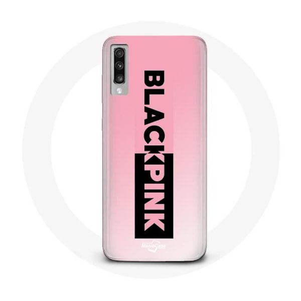 Coque för Samsung Galaxy A70 Blackpink K-pop Grupp Logotyp Svart Rosa Bakgrund Rosa