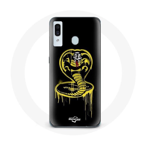 Coque för Samsung Galaxy A20e Cobra Kai-logotyp Gul Svart Bakgrund Serie