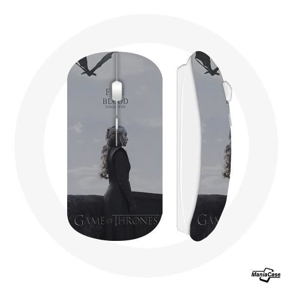 Souris Trådlös Game of Thrones Säsong 8 Daenerys Targaryen Eld och Blod Järntronen Logotyp Grå
