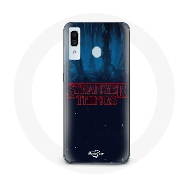 Coque för Samsung Galaxy A20e Stranger Things-logotyp Blå bakgrund från säsong 2