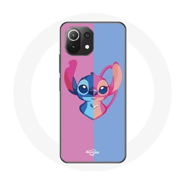 Coque - Xiaomi - Mi 11 Lite - Blød - Stitch og Angel - Blå og Rosa Blå, Rosa