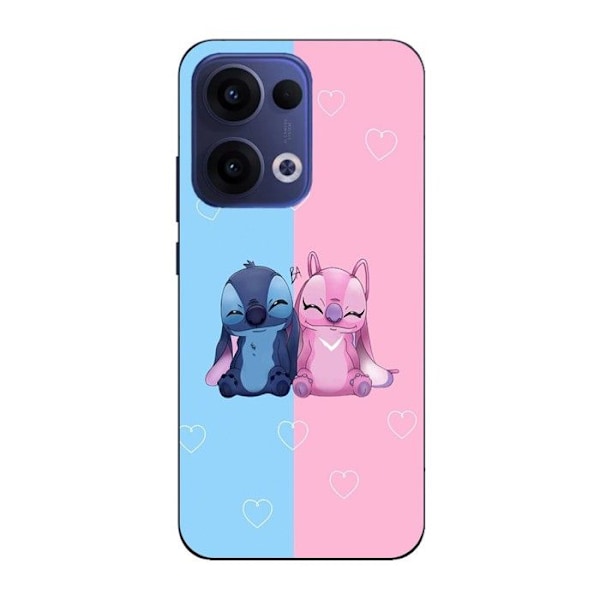 Telefonfodral - Maniacase - Oppo Reno 13 5G - Silikon - Mjuk - Stitch Söt ängel blå rosa Svart