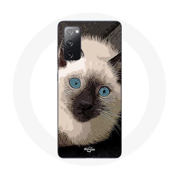 Cover til Samsung Galaxy S20 FE Siamesisk Kat Sort og Hvid med Blå Øjne