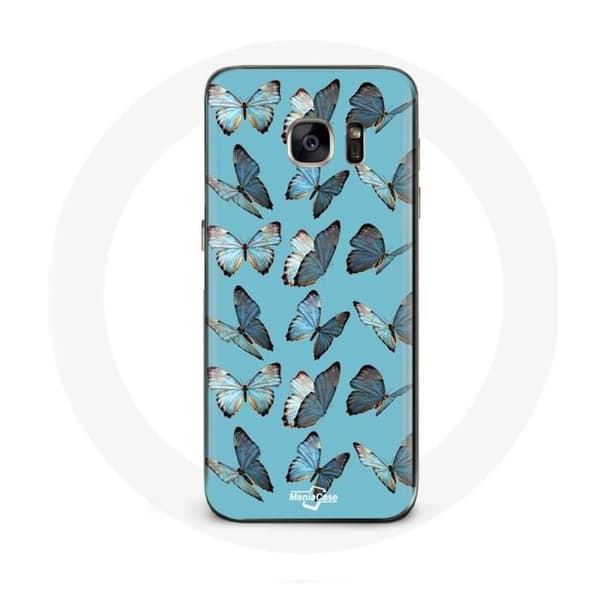 Cover til Samsung Galaxy S7 Edge Sommerfugle Blå baggrund