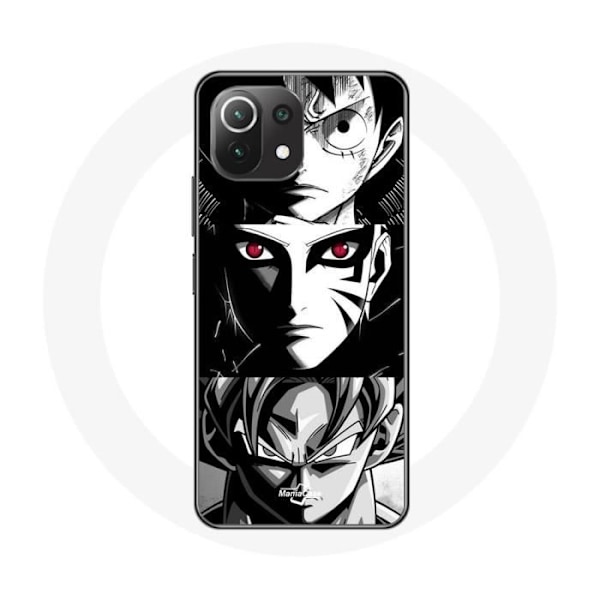 Coque för Xiaomi Mi 11 Lite Sangoku Naruto Luffy One Piece Dragon Ball Z svart och vit anime manga