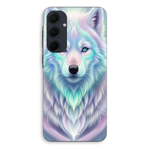 Skydd för Samsung Galaxy A35 Vit varg lila reflex Maniacase Svart