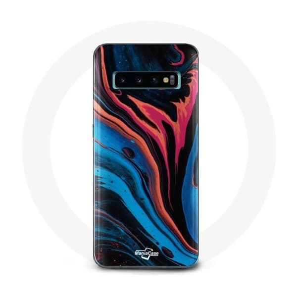 Cover til Samsung Galaxy S10 Edge Abstrakt tekstur blå sort rød