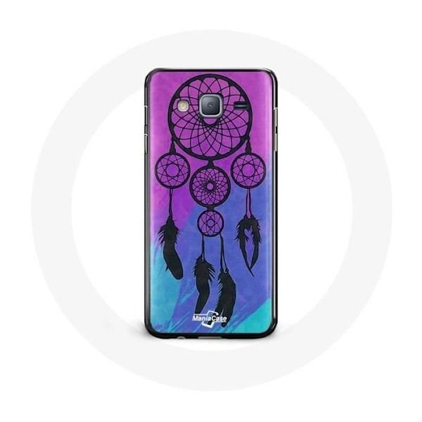 Skydd för Samsung Galaxy J3 Drömfångare Svart Bakgrund Blå och Lila