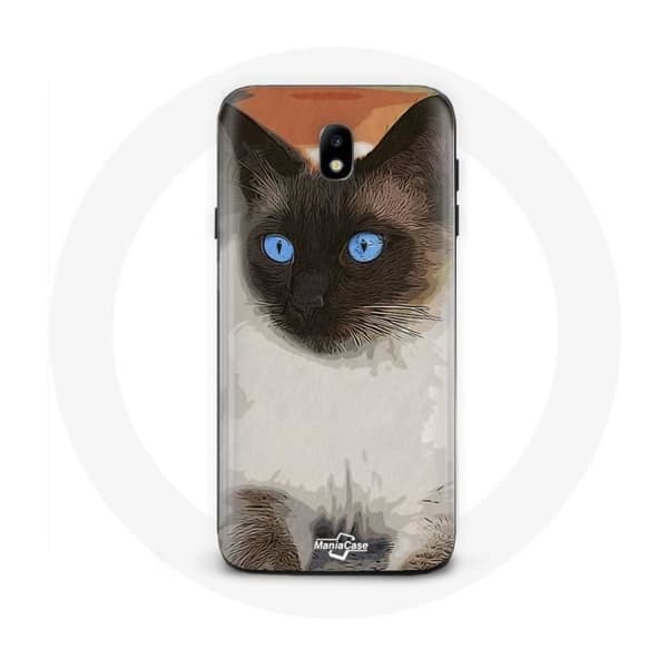Cover til Samsung Galaxy J7 2017 Siamesisk Sort og Hvid med Blå Øjne