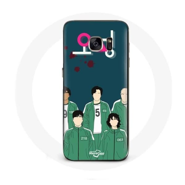 Cover til Samsung Galaxy S7 Edge Squid Game Plakat karakterer Kunst