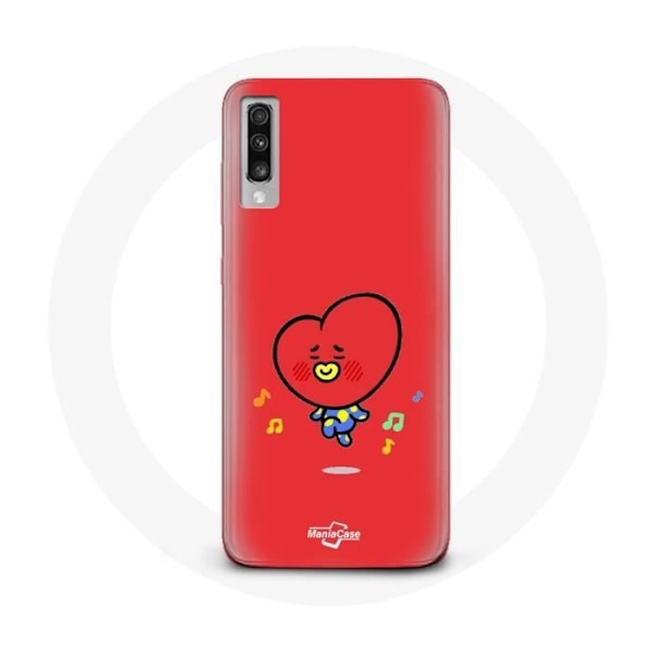 Coque för Samsung Galaxy A50 BTS Bangtan Boys BT21 TATA V Röd Bakgrund