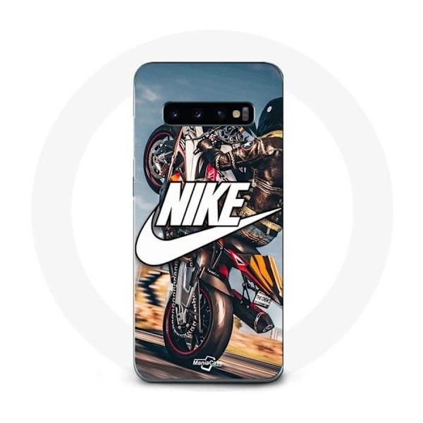 Coque Maniacase för Samsung Galaxy S10 Plus nike logotyp vit motorcykelhjul