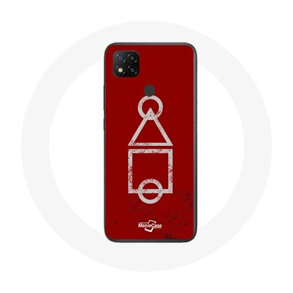 Coque Xiaomi Redmi 9C Squid Game logo symboler cirkel ruta triangel Röd Bakgrund