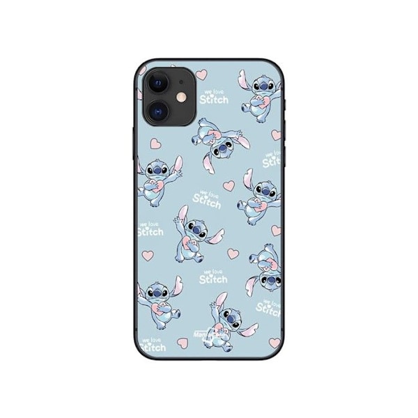 Telefonfodral - Maniacase - Iphone 12 - Mjuk - Silikon - Stitch kärlek hjärta rosa Svart