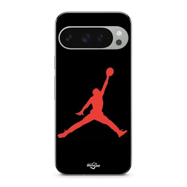 Coque - MANIACASE - Google Pixel 9 Pro - Mjuk - Jordan-logotyp 23 - Röd färg Svart