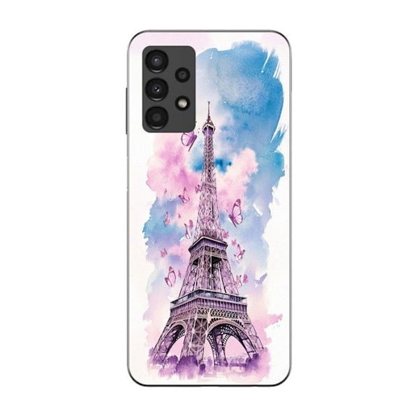 Coque Maniacase för Samsung Galaxy A13 4G Eiffeltorn Färgglad Fjäril Svart