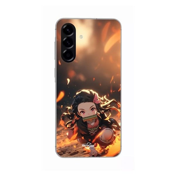 Coque - Maniacase - Samsung Galaxy A56 - Silikon - 3D konst anime - Demon Slayer Nezuko Svart