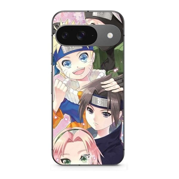Kuori Google Pixel 9:lle Kakashi Naruto Sasuke Sakura svart