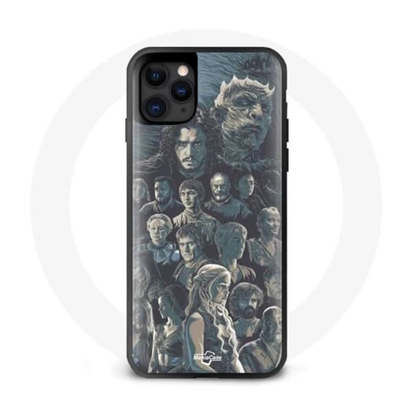 Cover til iPhone 11 Pro Max Game of Thrones Sæson 8 Jerntronen Plakat Karakterer Grå Baggrund