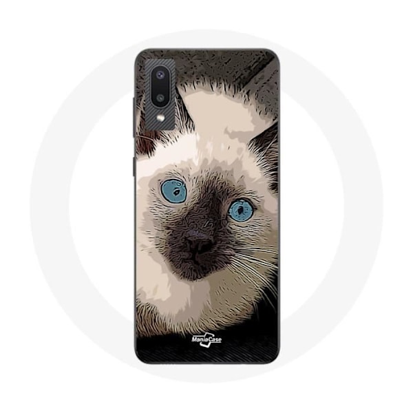 Coque для Samsung Galaxy A02 Чёрно-белый сиамский кот с голубыми глазами