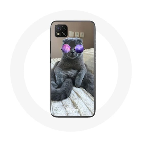Coque Xiaomi Redmi 9C Katt med Lila Glasögon