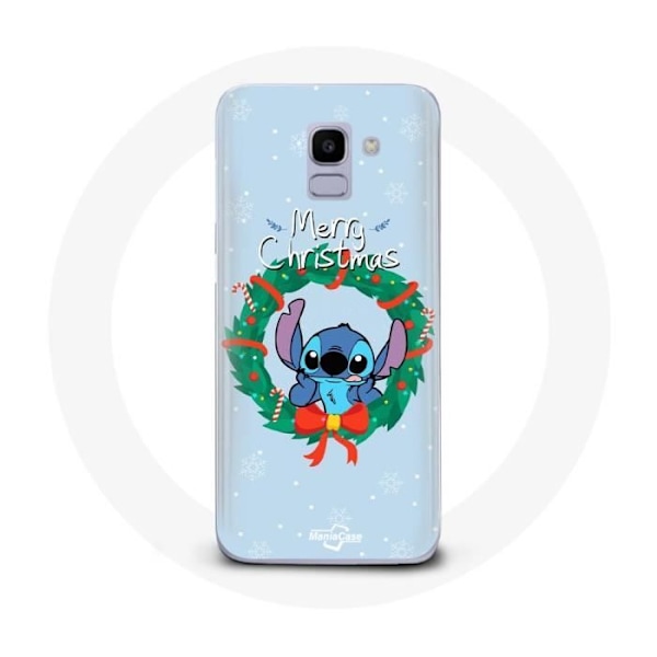 Coque för Samsung Galaxy A8 2018 Stitch snö glad jul blå