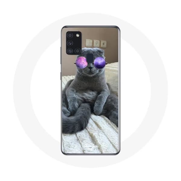 Samsung Galaxy A21S kuori Chat, jossa violetit silmälasit