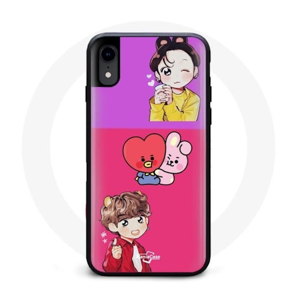 Coque för Iphone XS Max BTS BT21 Cooky Och Tata Bangtan V Och Jungkook Fanart