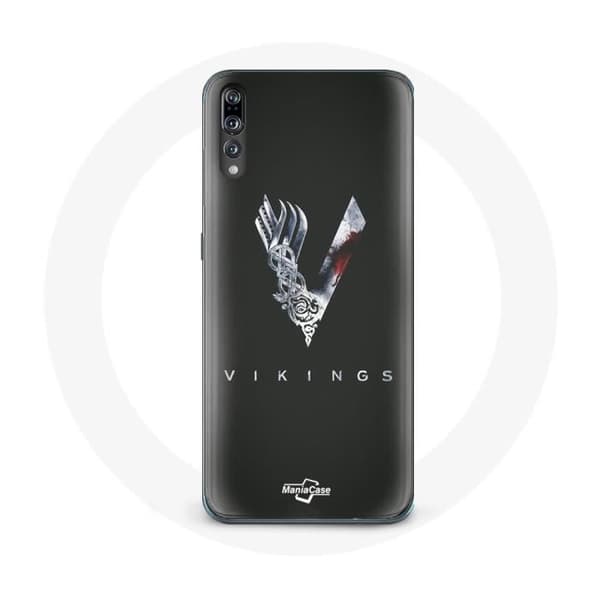 Cover til Huawei P20 Pro Vikings Serie Sæson 6 logo V Sværd Grå Baggrund Sort