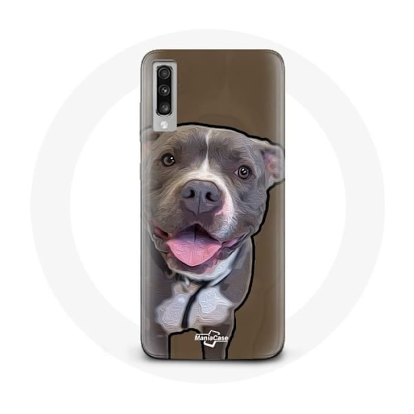 Coque för Samsung Galaxy A70 Vit grå Pitbull Hund