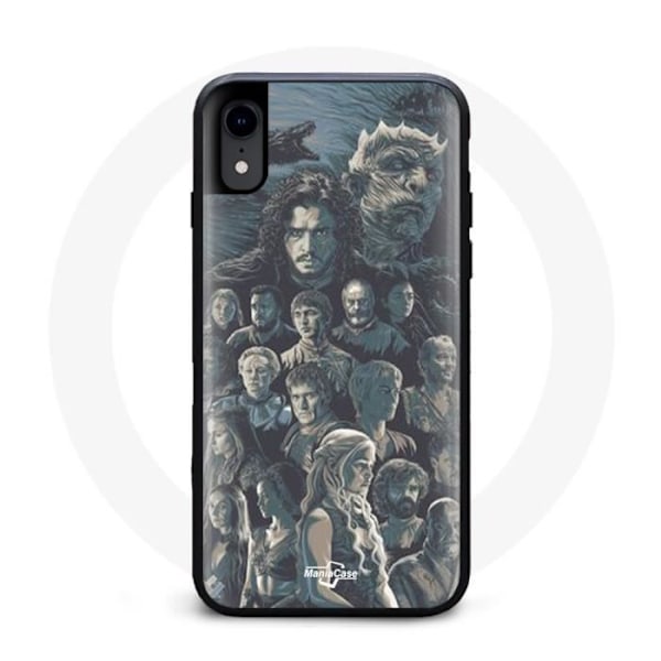 Coque för Iphone XS Max Game of Thrones Säsong 8 Tronen av järn Affisch Karaktärer Grå Bakgrund