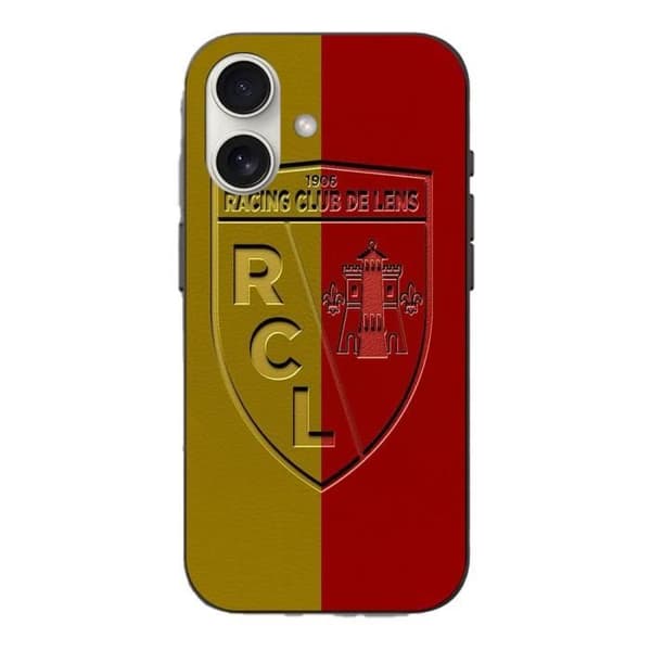 Iphone 16 RCL LENS Logo keltainen ja punainen tausta coque