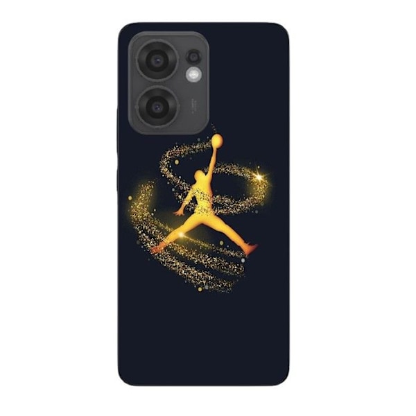 Coque Maniacase för Oppo Reno 13F Jordan-logotyp med guldstøvpartiklar Svart