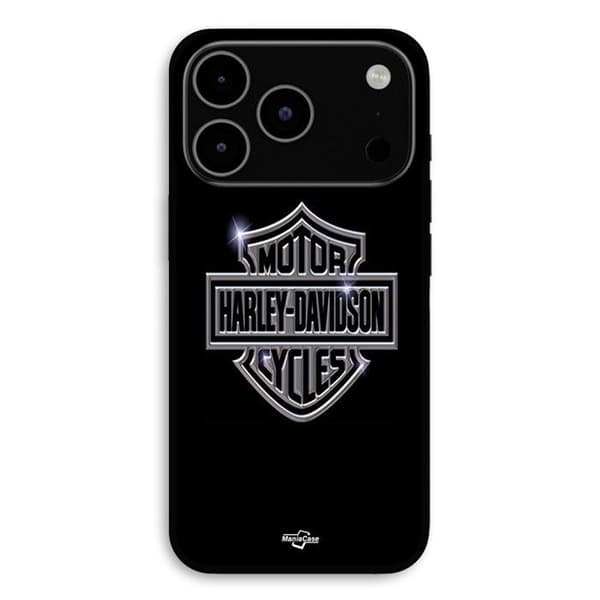 Coque til iPhone 17 Pro Max Harley Davidson logo motorcykler grå front sort Maniacase Svart