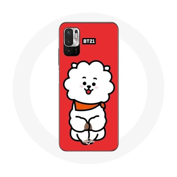 Coque till Xiaomi Redmi Note 10 5G BTS Bangtan Killar BT21 RJ från Jin Röd Bakgrund