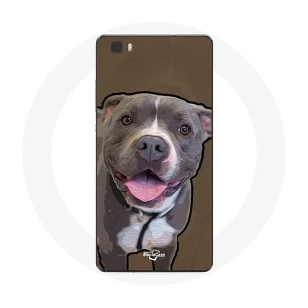 Coque för Huawei P8 Lite Hund Pitbull Vit Grå