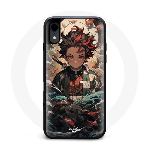 Coque - Maniacase - Iphone XS - Demon Slayer Tanjiro - Blød - Sort
