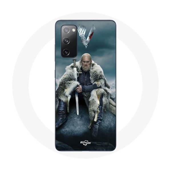 Skydd för Samsung Galaxy S20 FE Vikings Serie Säsong 6 Ragnar Lothbrok logotyp V Svärd Grå Bakgrund Otydlig