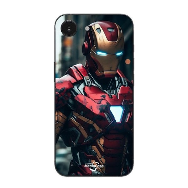 Coque Maniacase För Iphone 16E Iron Man strid Svart