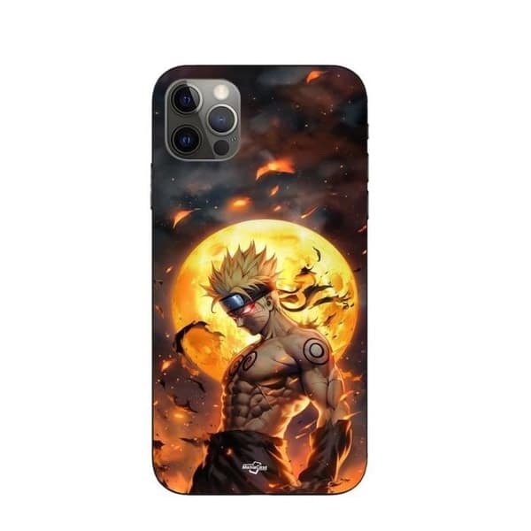 Coque - Maniacase - iPhone 15 Pro - Sort - Naruto måne 3D - Blød Svart