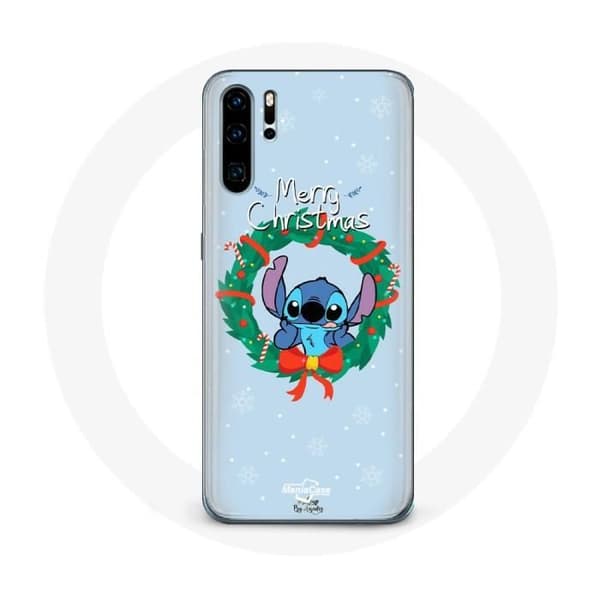 Cover til Huawei P30 Stitch sne glædelig jul blå