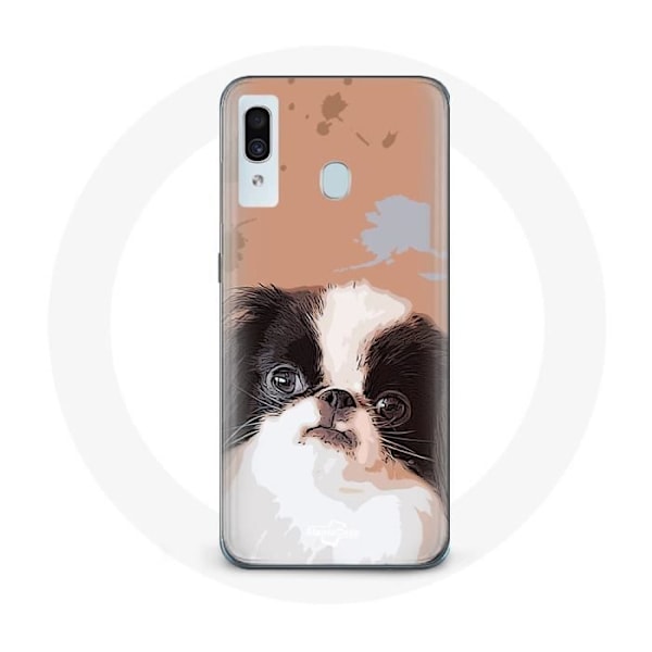 Coque för Samsung Galaxy A30 Japansk spaniel Svart och Vit Hundras