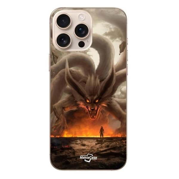 Cover - Maniacase - Iphone 16 Pro - Naruto Kurama - Blød - Sort