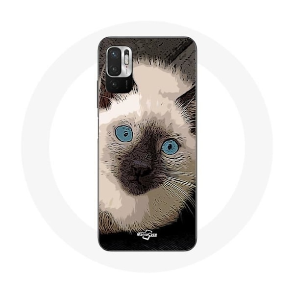 Skydd för Xiaomi Redmi Note 10 5G Siamese Katt Svart och Vit med Blå Ögon