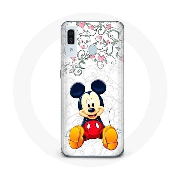 Coque för Samsung Galaxy A40 Mickey Mouse Blommor Hjärtor