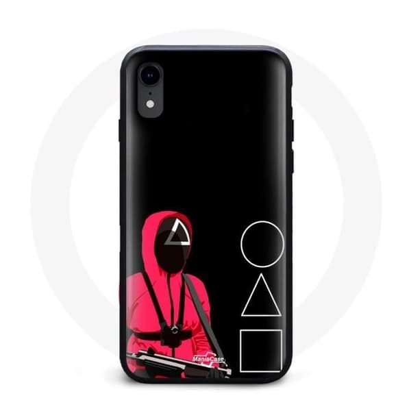 Cover - Face Square - Iphone XS - Stiv - Sort - Squid Game Mønster