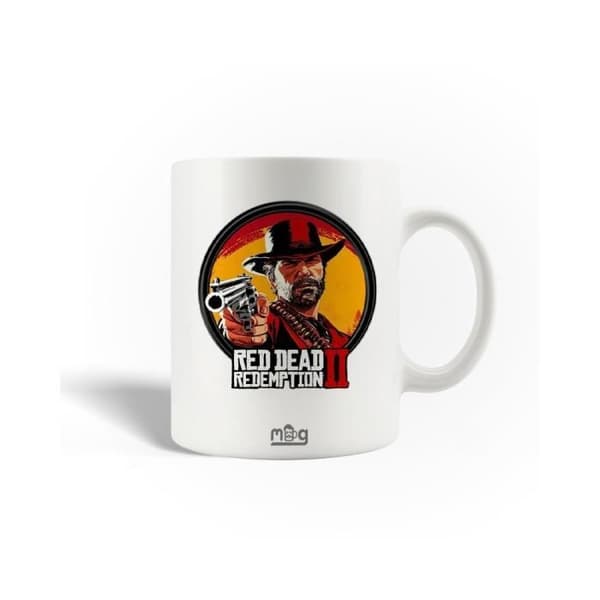 Mugg i keramik - Red Dead Redemption 2 - 30cl - Vit - Diskmaskinssäker - Rund