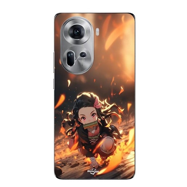 Telefonfodral - Maniacase - Oppo Reno 11 5G - Demon Slayer Nezuko - Silikon - Mjuk Svart